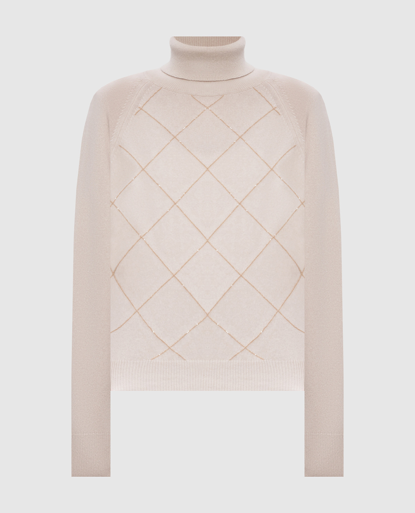 Beige wool, silk and cashmere sweater with beads Peserico