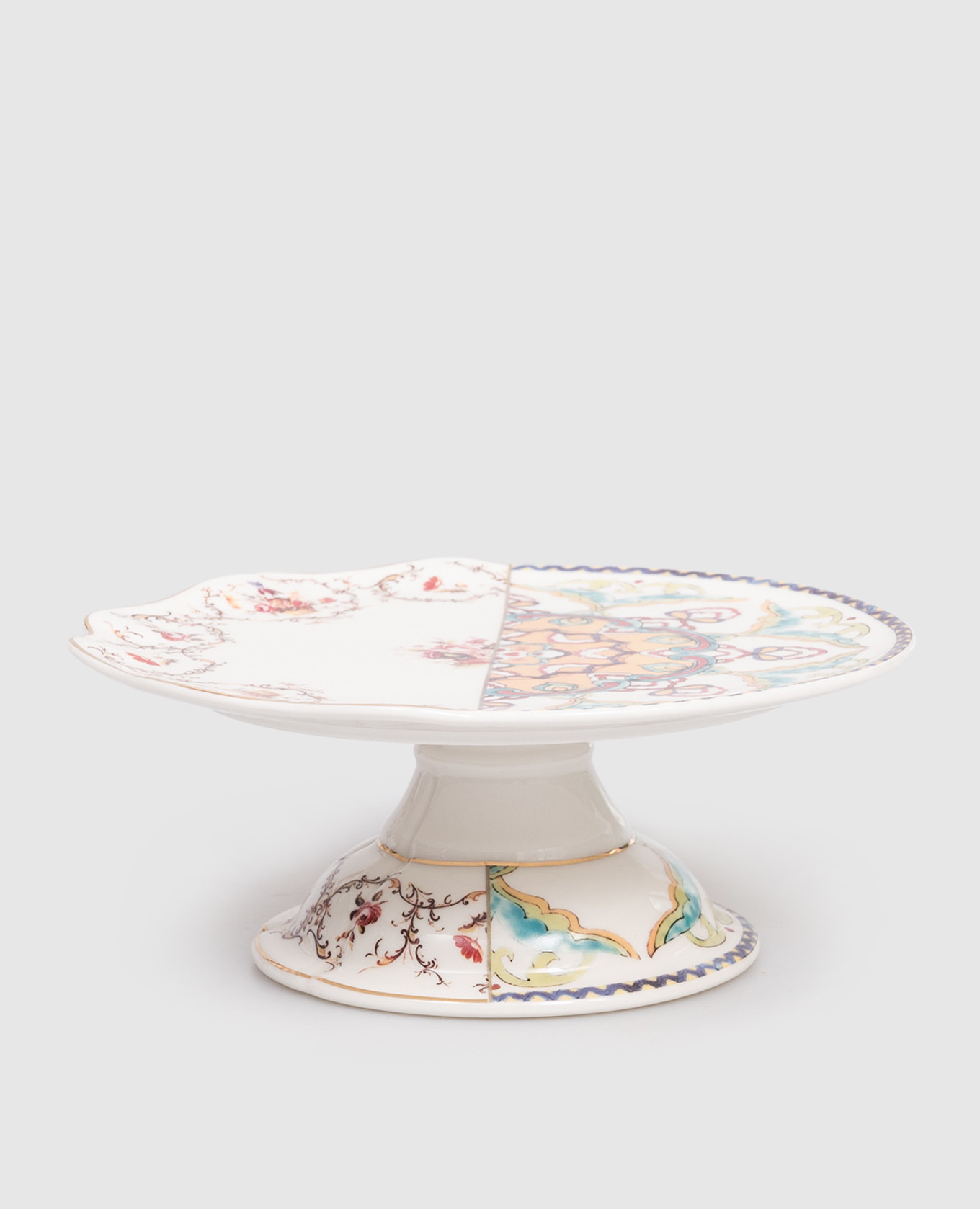 Leandra White Porcelain Cake Stand with Print SELETTI