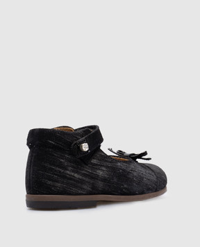 Zecchino D'oro Children's black suede shoes with a bow N100121722