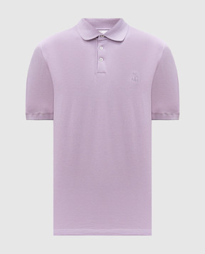 Brunello Cucinelli Purple polo with logo emblem ME8548788