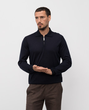 Stefano Ricci Blue cashmere and silk polo shirt with logo K606125P30F25302