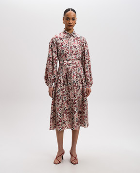 Max Mara RENIER beige floral print silk midi dress RENIER