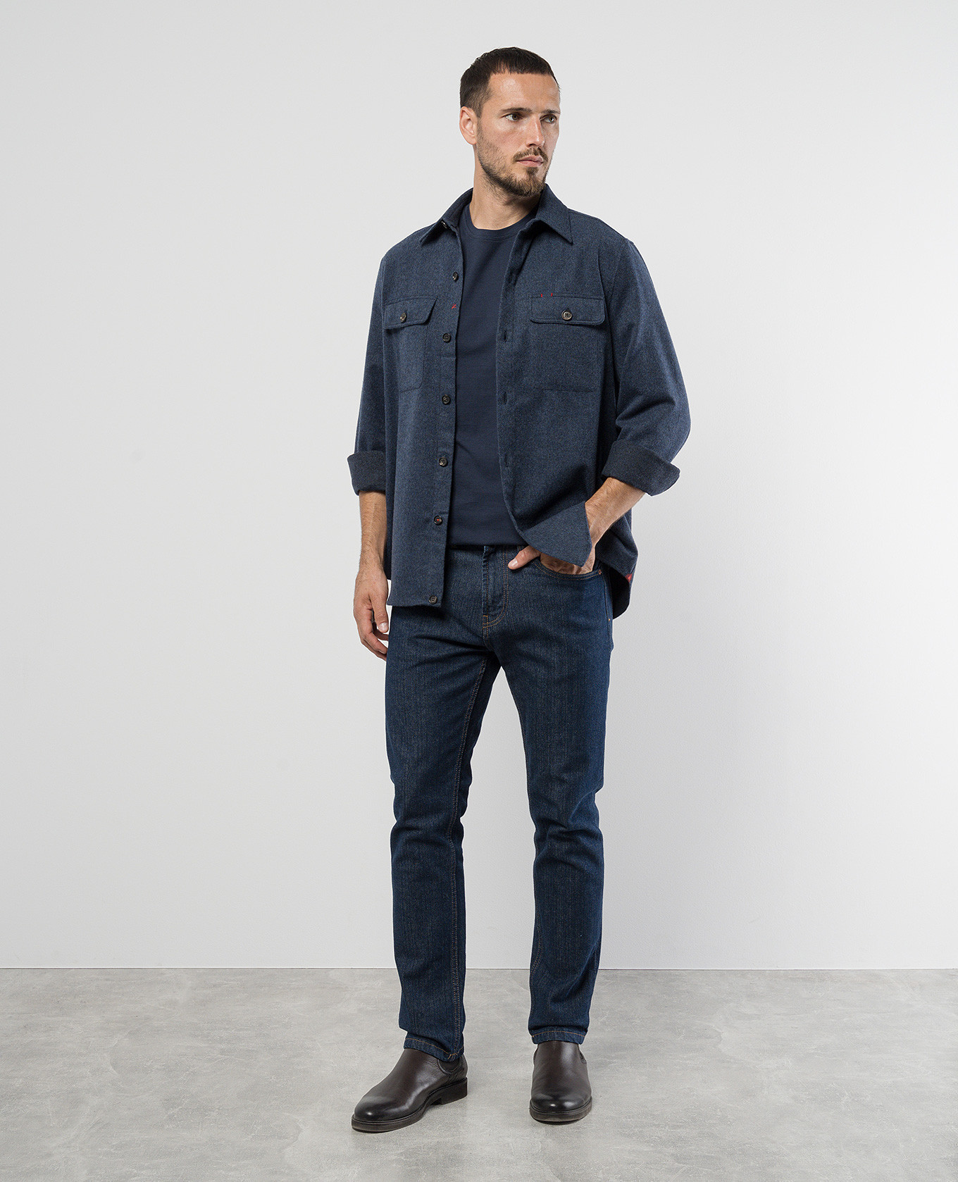 

Blue silk t-shirt with logo emblem embroidery ISAIA