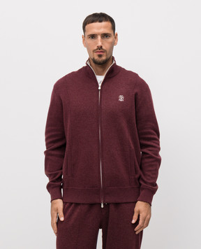 Brunello Cucinelli Burgundy sports jacket with embroidered emblem M2219206G