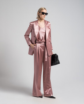 Jacob Lee Pink wool and silk flared pants with snaps WWP056SS24PP