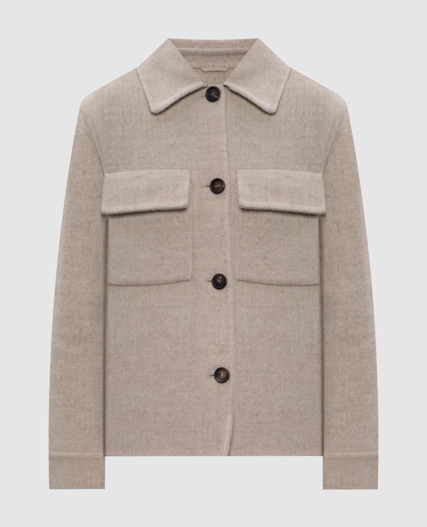 Beige wool and cashmere jacket with monil chain Brunello Cucinelli