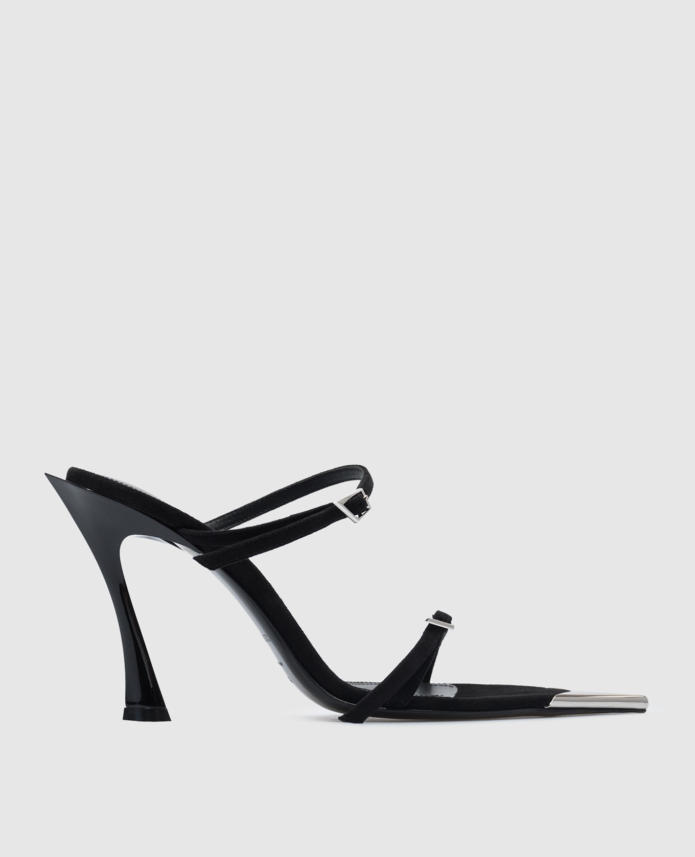 

Black suede mules with metallic trim Thierry Mugler