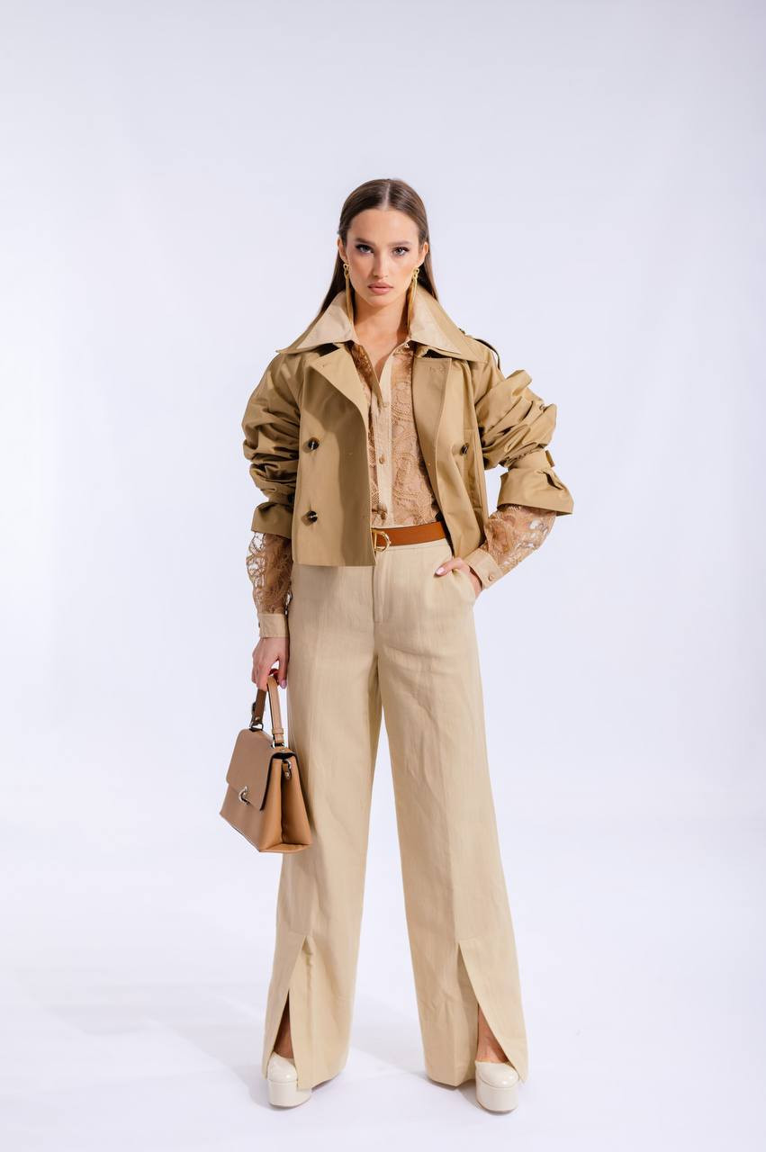 Beige linen pants with slits Twinset 6