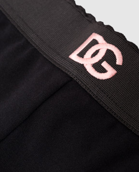 Dolce&Gabbana Children's black leggings with DG embroidery L5JPB8G7N9L46