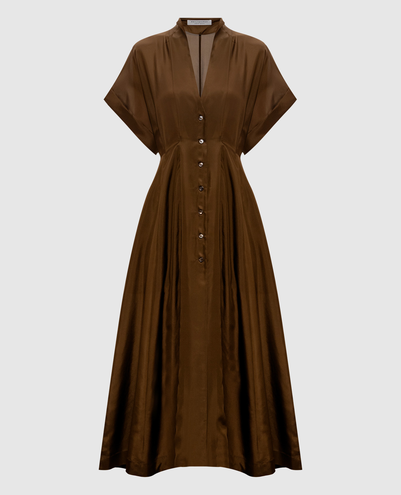 Brown silk shirt dress Philosophy di Lorenzo Serafini