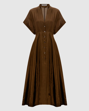 Philosophy di Lorenzo Serafini Brown silk shirt dress A04502116