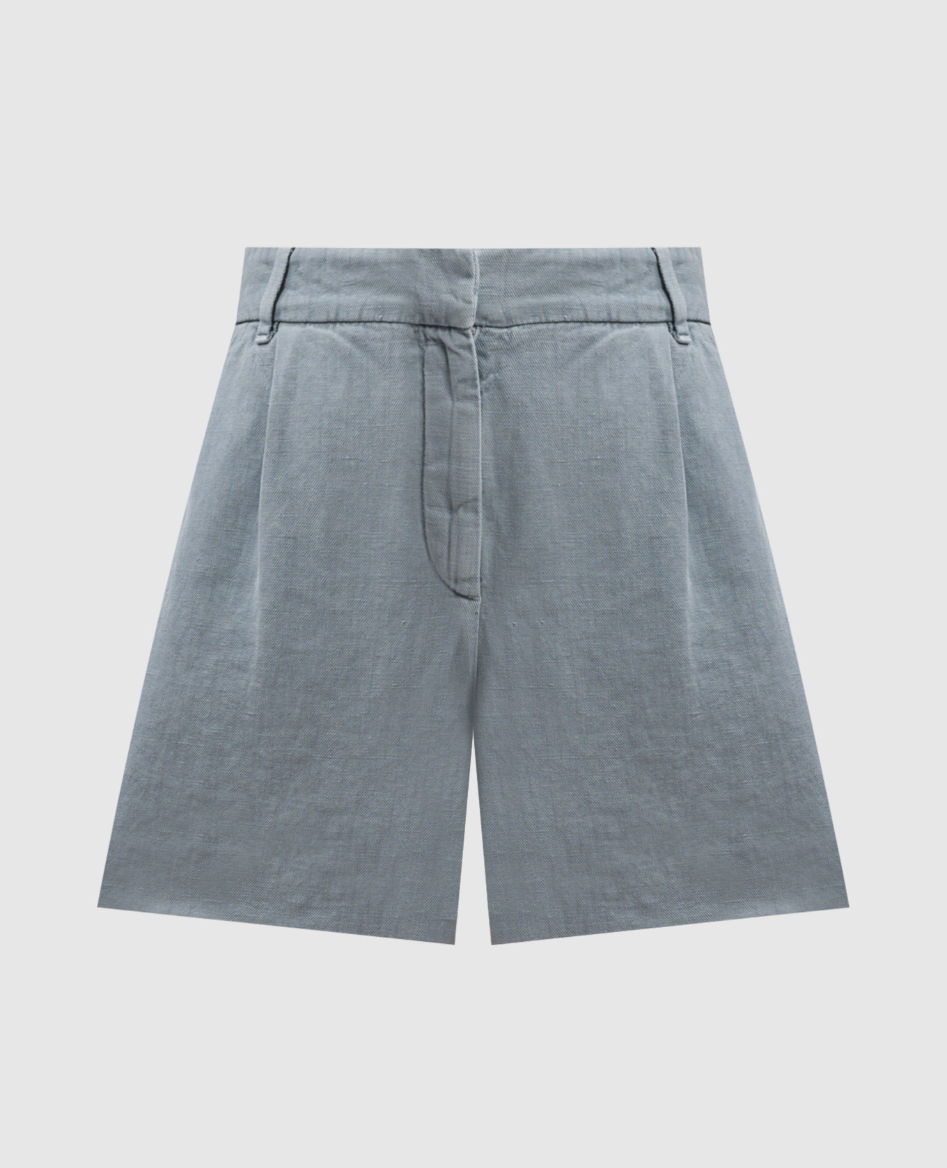 

Blue linen shorts with leather logo patch Brunello Cucinelli, Light blue