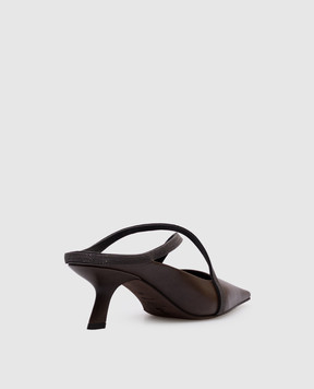 Brunello Cucinelli Brown leather mules with monil chain MZSLC2967