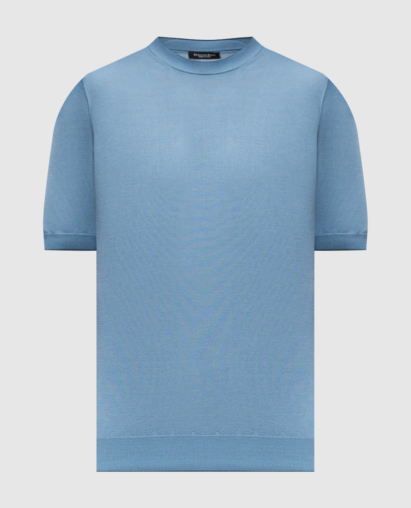 

Blue silk T-shirt with metallic textured logo Stefano Ricci, Light blue