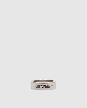 Off-White Silver ring with logo engraving OMOC07GS25MET001