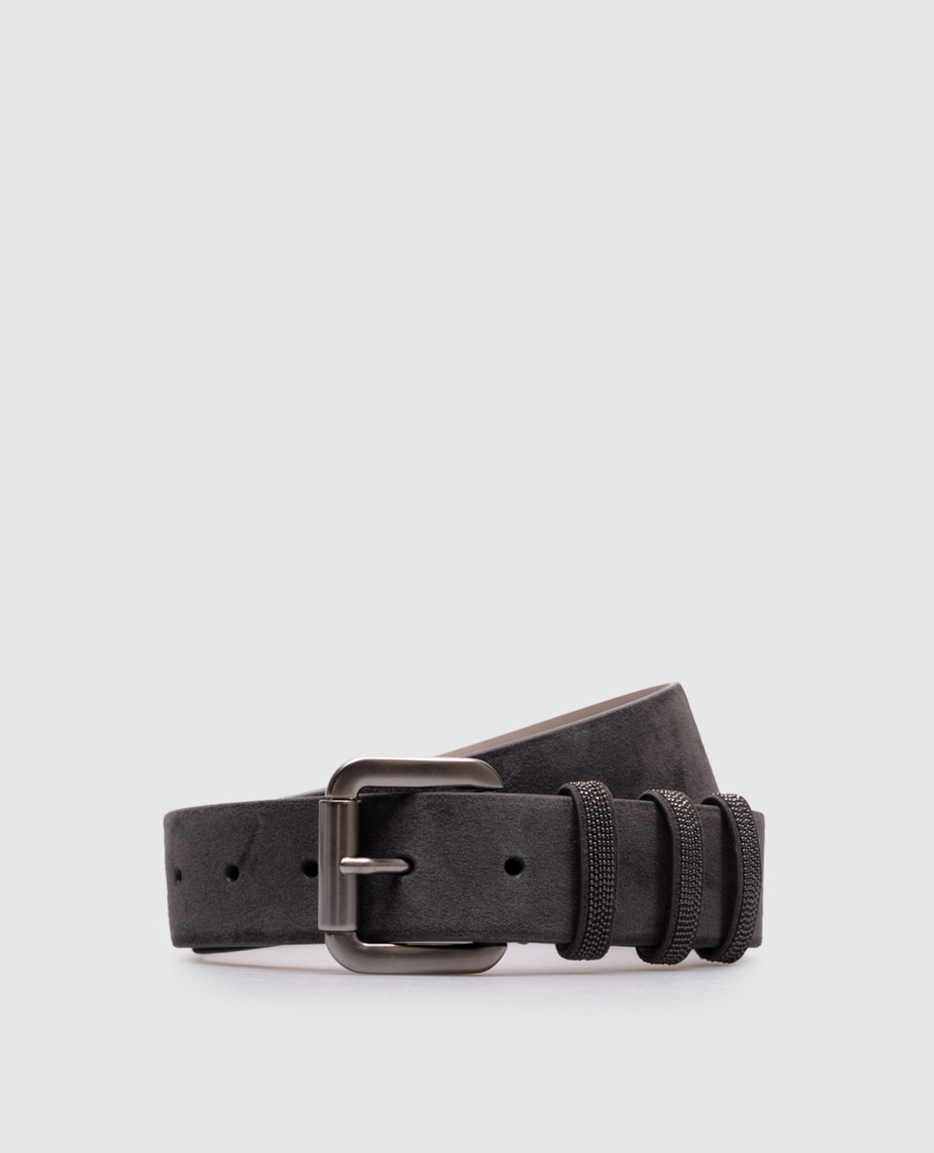 

Gray suede belt with monil chain Brunello Cucinelli, Grey