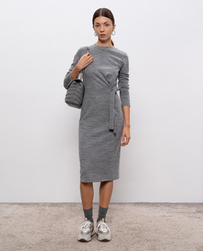 Peserico Gray melange dress with wool S02309J007551