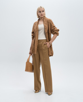 Twinset Brown wool trousers with logo 242TP2161