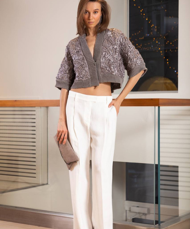 パンツ BRUNELLO CUCINELLI Women Straight Pants MH126P8884 C600 Whit Brunello Cucinelli Women's Trouser | A.K. Rikk's