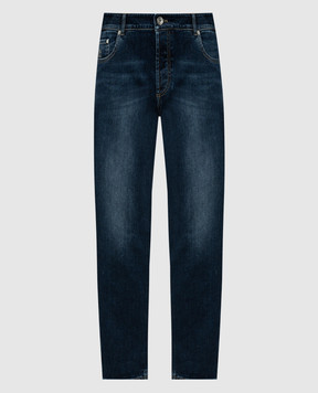 Brunello Cucinelli Blue jeans with a distressed effect and a logo patch M283PD3210