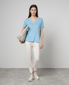 Allude Blue linen T-shirt 24282003