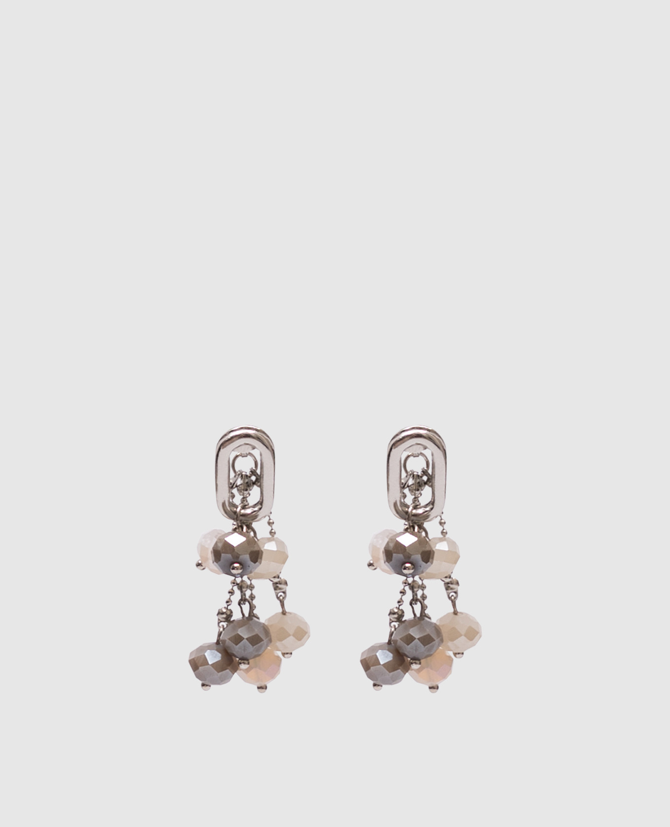

Silver earrings with beads and a monil chain Peserico