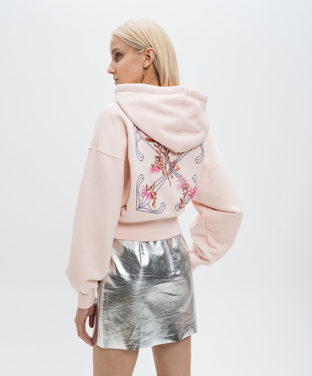 Off White Pinkflower cropped hoodie with Off logo embroidery OWBB056F24FLE002 buy with European delivery at Symbol