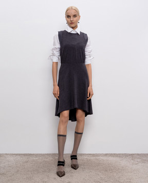 Brunello Cucinelli Gray wool and silk dress MR905A82E2y