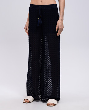Twinset Blue pants with an openwork pattern 251LM2HAA