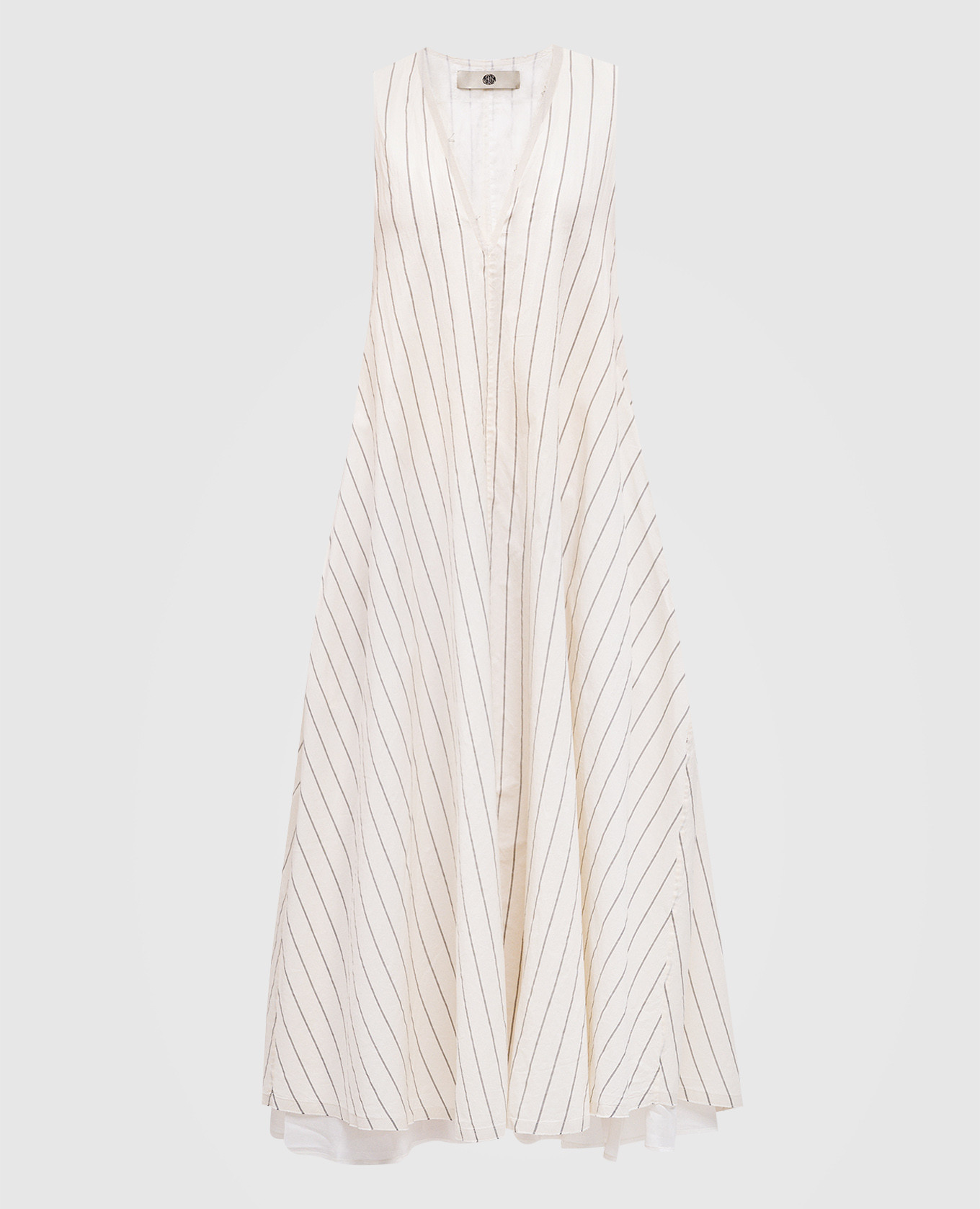 Beige striped silk midi dress Marc Le Bihan
