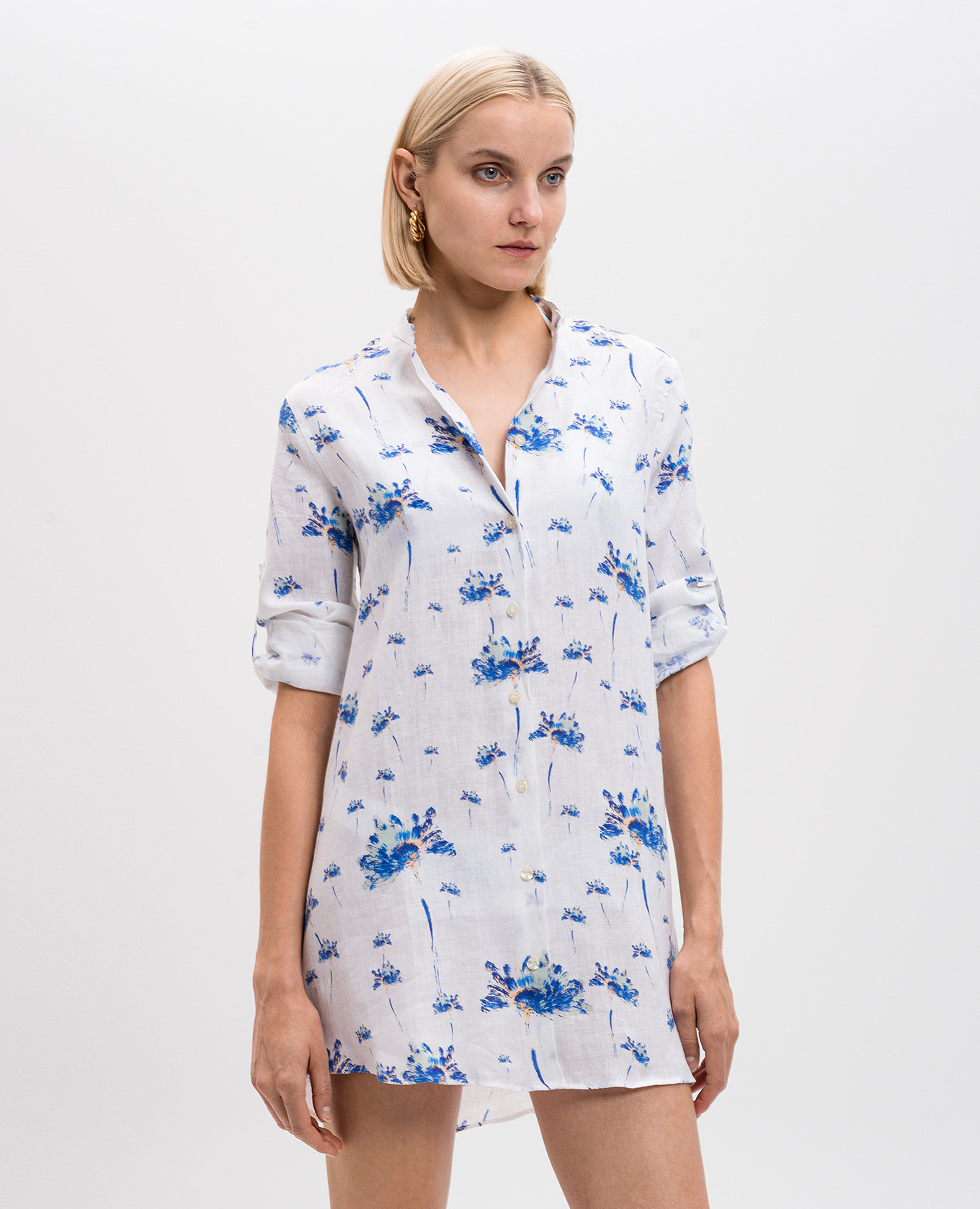 

Herbier white shirt dress made of linen in a floral print Vilebrequin