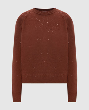 Brunello Cucinelli Brown cashmere and silk sequined jumper M73539930