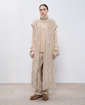 UMA WANG Beige elongated vest with alpaca wool UK7178