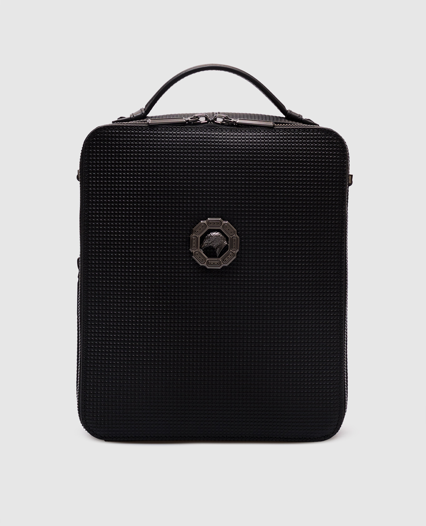 

Black leather bag with emblem pattern Stefano Ricci