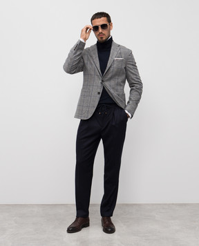 Peserico Gray checked wool and cashmere jacket R5100907389