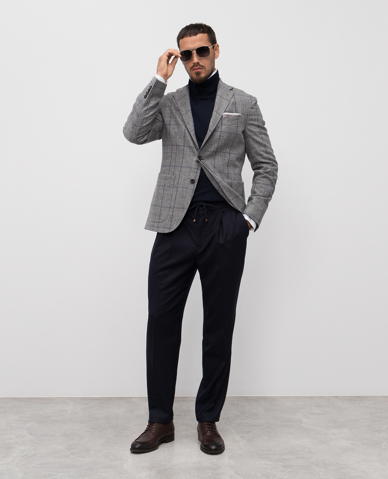 

Gray checked wool and cashmere jacket Peserico, Grey