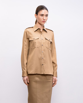 Tom Ford Brown straight-cut blouse CA3280FAX1356
