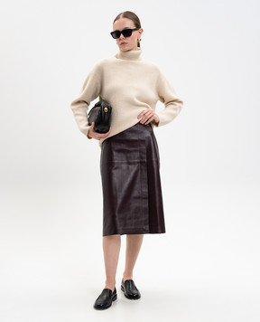 JOSEPH Burgundy leather skirt Sevres JF009479
