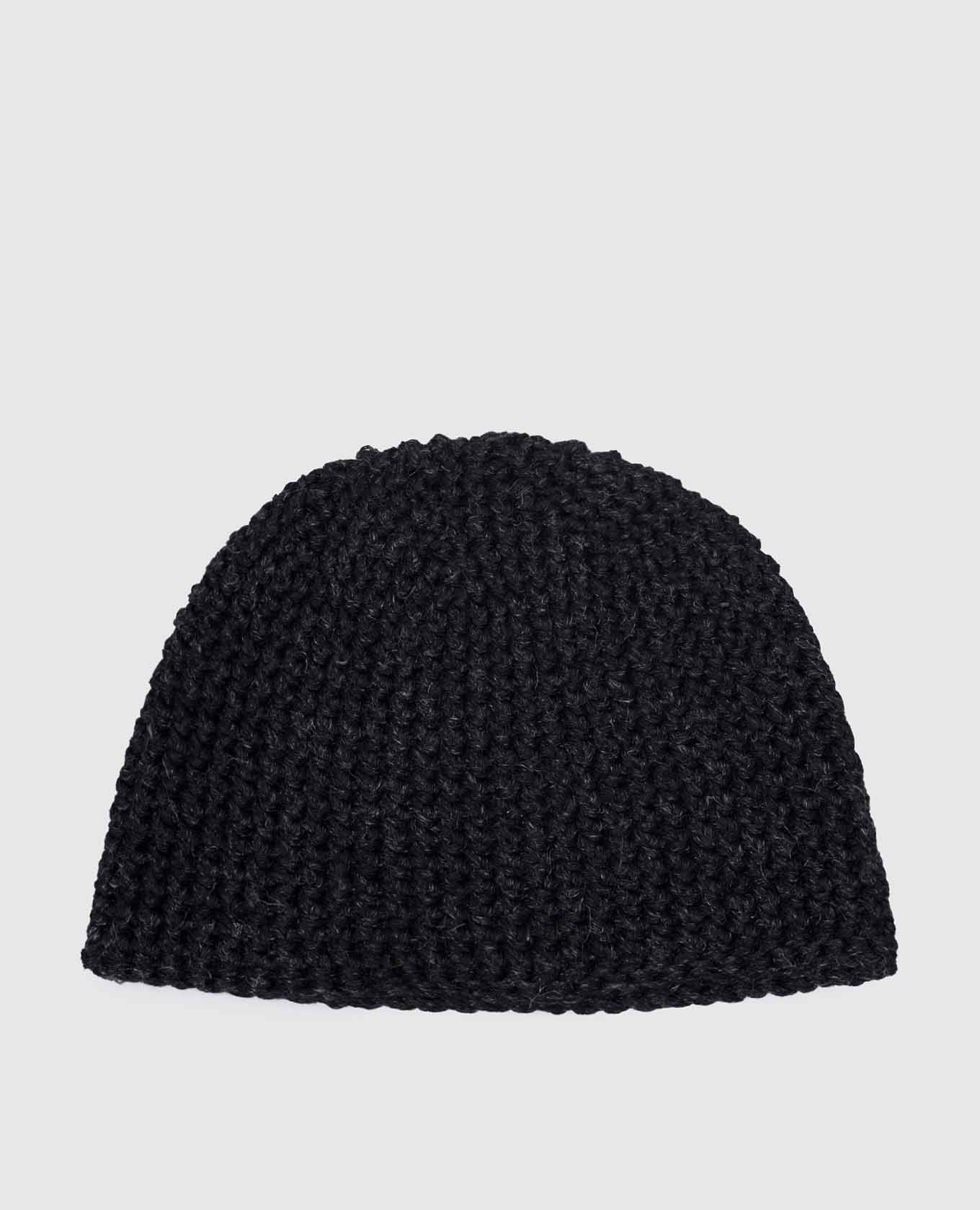 

Black openwork knit hat made of wool and linen Jan Jan Van Essche
