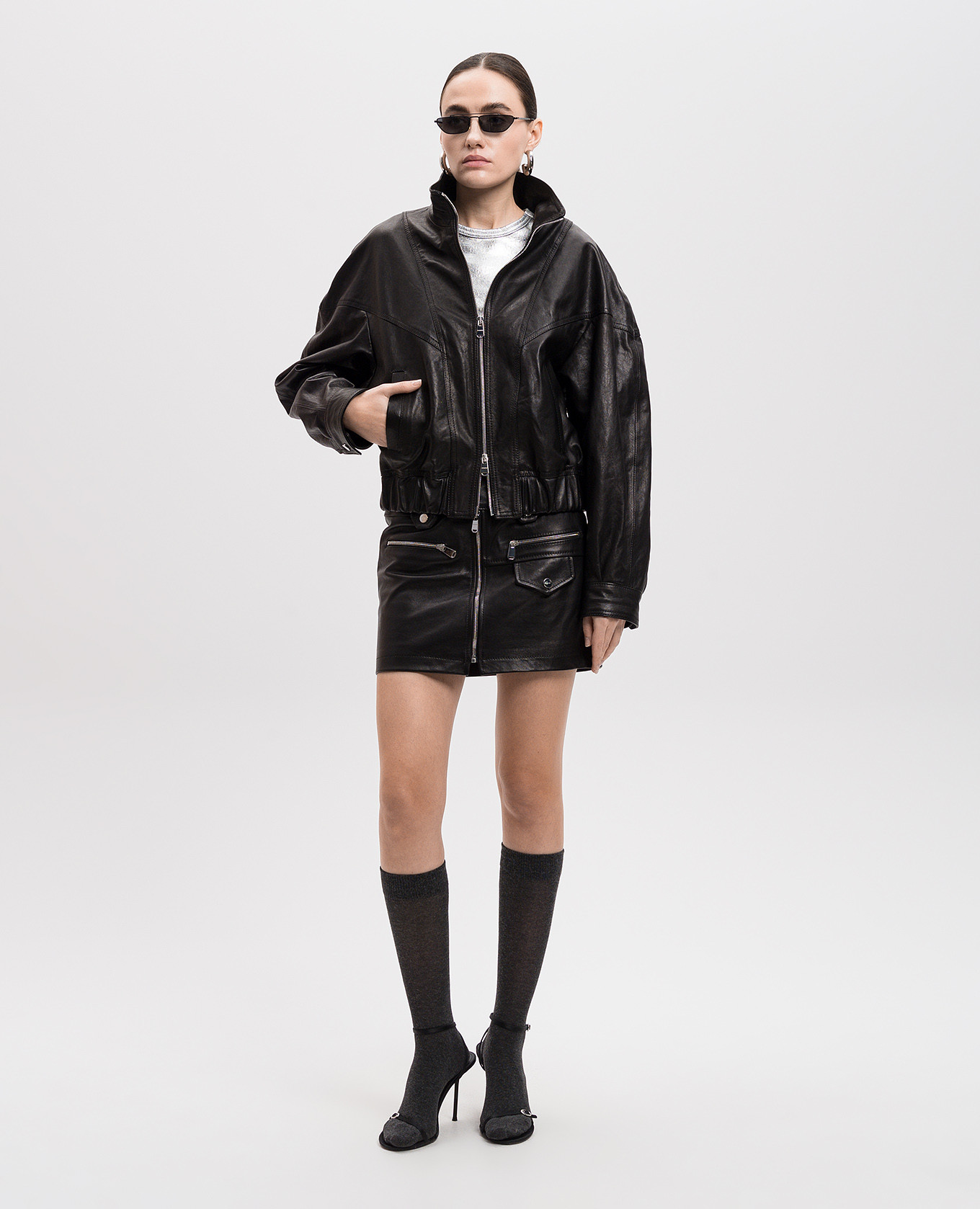 

Black leather mini skirt Dondup