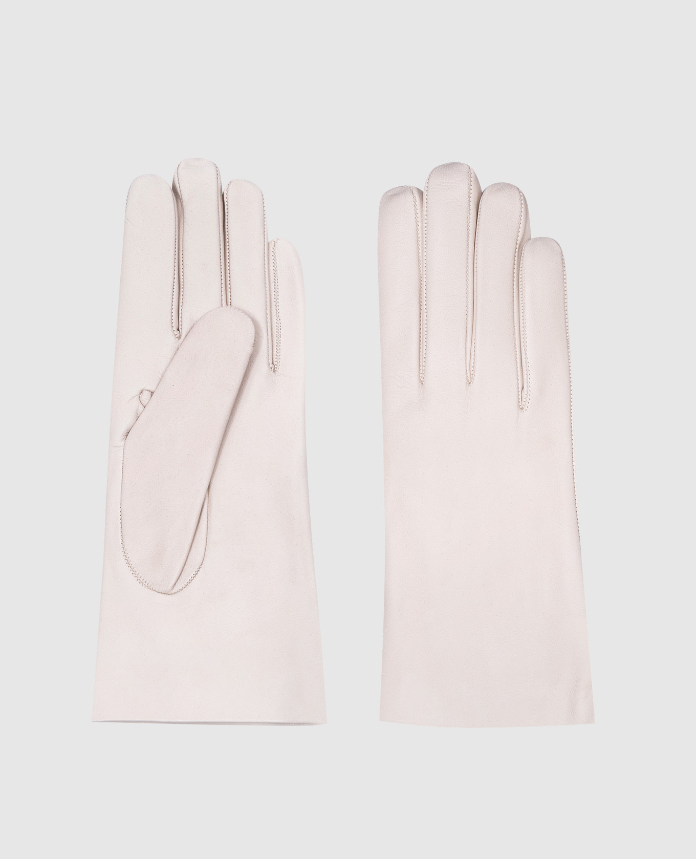 

White leather gloves on fur Sermoneta Gloves