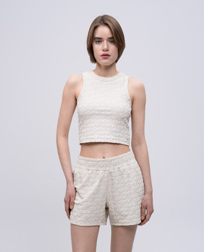 Off-White Beige top with logo pattern OWAD26JS25JER001
