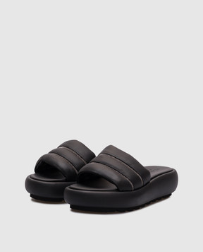 Peserico Black flip-flops with a monil chain S39677C0RCC415