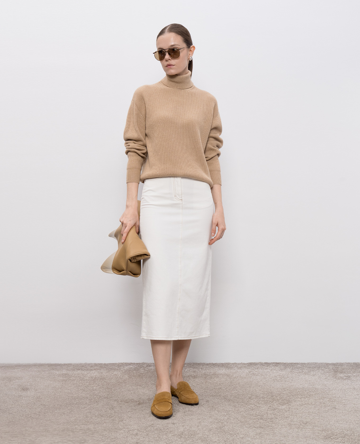 

White midi skirt with logo Peserico