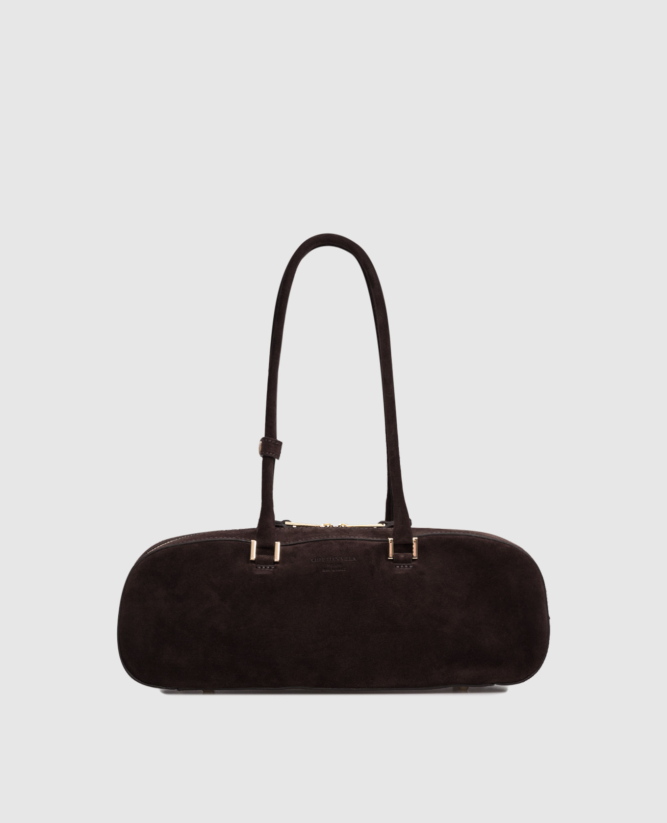 

Brown suede baguette bag with logo Christian Villa