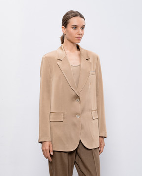Peserico Beige jacket with monil chain E01100U04270