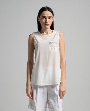 Peserico White silk top with sequins S0877900R207325