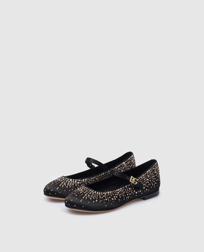 Dolce&Gabbana Children's black ballet shoes with crystals D11274A5723