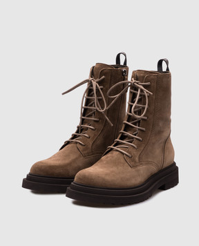 Brunello Cucinelli Brown suede boots with monil chain MZSFG3036P