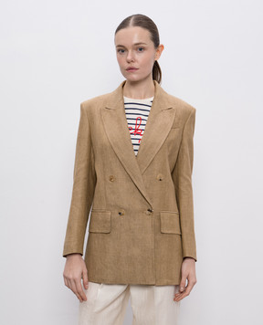 Max Mara GERLA brown double-breasted linen jacket GERLA